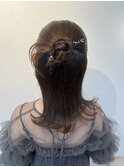 ハーフアップ　カチモリ　ストレート　結婚式ヘアセット