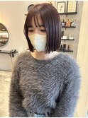 ぱつボブ×ボルドーカラー