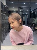 ハイトーンダブルカラーミニボブ大人可愛いシースルーバング
