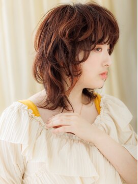 モッズヘア 越谷(mod's hair) チェリーレッド立体感小顔ウルフパーマTc3越谷20代30代40代