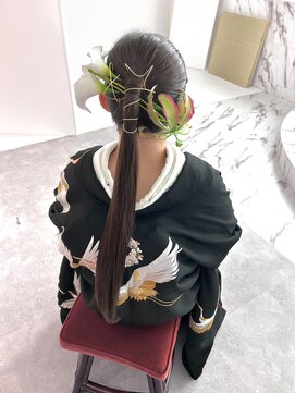 ブラウ ネイル パーティー(Blau Nail Party) 和装　ポニーテールアレンジ