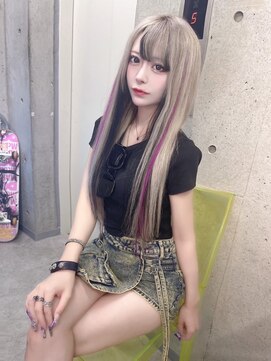 インク 渋谷(INK.) シルバーベージュ×エクステ2色メッシュ