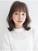 ショコラベージュ ボブルフ ベビーバング カール くびれヘア