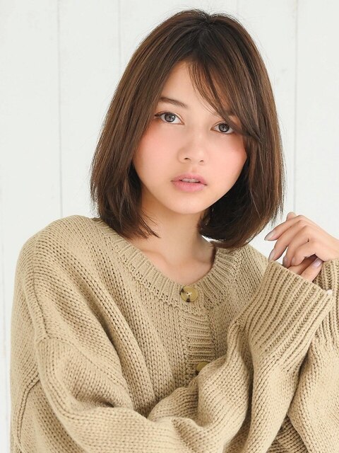 《Agu hair》斜めバング×女っぽワンレンボブ