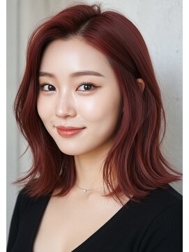 ニューカマー バイ ヘッドライト シブヤ(NEW COMER by HEADLIGHT shibuya) 【レッドブラウン】外ハネミディ