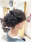 メンズツーブロックマッシュボリュームハードツイストパーマ