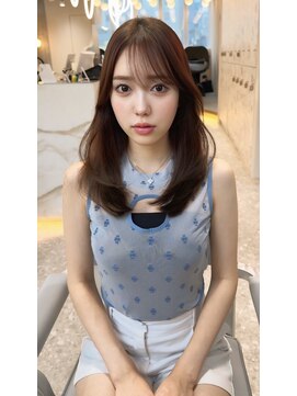 ルームバイシー 新宿(Loom. by Sea) アプリコットオレンジ×くびれヘア[夏/美髪/グレージュ]