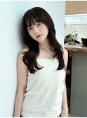 ココアベージュ×レイヤー[小顔/黒髪/オリーブグレー]