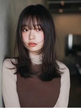 ケシキ 表参道 原宿(kesiki.) ミディアムレイヤー顔周りレイヤーハッシュカット韓国へア