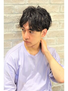 美容室ピュール(PUUR) 黒髪×スパイラルパーマ×マッシュ/センターパート/コンマヘア