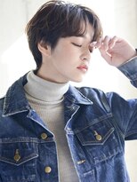 エムクランメイクス 原宿 表参道(m.clan MAKE'S)&nbsp;大人かわいい ショートパーマ ハンサムショートネイビージュ黒髪