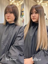 リリー(Lilley)&nbsp;【lilley 稲永麻衣】エクステ+ブリーチカラー+天神韓国ヘア