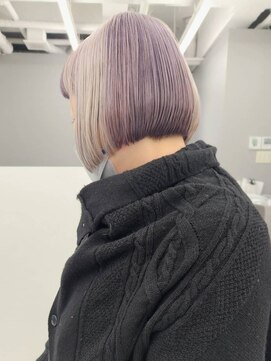 エニフォーイーストハム(Eni for eastham) ブリーチカラー/パープルグレージュ/切りっぱなしボブ