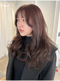 ブリーチなし暖色カラーピンクバイオレット*ゆる巻き春カラー