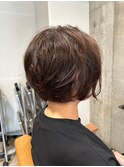 ダークグレージュ襟足スッキリ大人キレイなショートボブ30代40代
