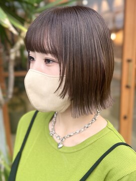 京都烏丸 髪質改善20代30代 切りっぱなしグレージュボブ 京都