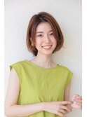 小顔外ハネセミウェットハイライトカラー20代