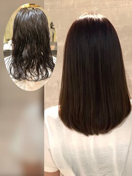 ダブルオーバイオーバーレイ 武蔵新城(w/o by Overlay) 自然に仕上がる縮毛矯正【施術例】〔武蔵新城〕〔縮毛矯正〕