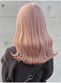 885ダスティーピンクブラッドオレンジ波巻き艶感ショコラピンク