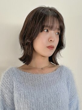 サクラ オモテサンドウ(SAKURA) ぱっつん前髪×くびれボブ×くびレイヤー×グレージュカラー