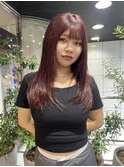 ブリーチなし◎カシスレッドカラー☆【多田華歌】