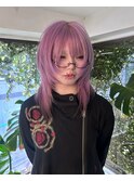 パープル ハイトーン ミディアム ウルフ レイヤー