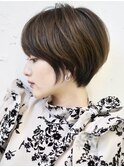20代～50代☆丸みフェザーショート前髪カットベージュカラー