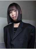 ボブミディアムショートおくれ毛前髪カット_F30581