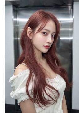 ピンクベージュレイヤーカットくびれケアブリーチカラー所沢