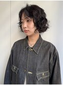 ミルクティーブロンド/ダークブルー/デジタルパーマ/刈谷