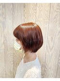 ショートボブ×レッドカラー