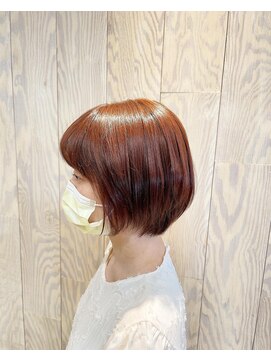 ヘアートゥリース 武蔵小杉店(hair trees) ショートボブ×レッドカラー