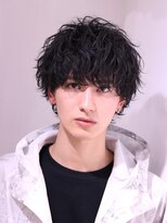 ネイビー(NAVY)&nbsp;束感ショートウルフ ソフトツイストパーマ