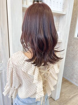 キャアリー(Caary) 福山市美容室Caary 夏カラー抜け感パープル くびれセミディ