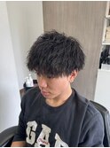 ダークアッシュ/アッシュブラック/カルマパーマ/ベリーショート