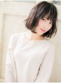 mod's姪浜/大人美人ウェーブパーマ黒髪アッシュ抜け感ボブi
