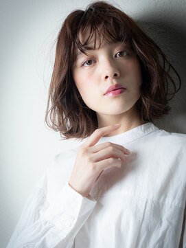 カバーヘア イヴ 戸頭店(COVER HAIR EVE) ミルクティーカラーゆるふわ小顔Aラインボブパーマu戸頭30代40代