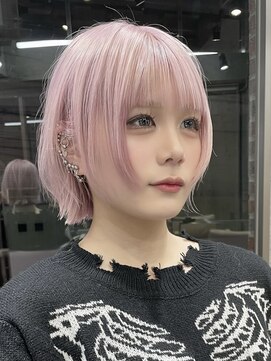 サンクマーケット 渋谷(cinq MARKET) 渋谷切りっぱなしボブタッセルボブコーラルピンクベージュ韓国◆