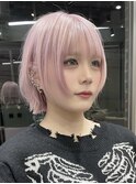 渋谷切りっぱなしボブタッセルボブコーラルピンクベージュ韓国◆