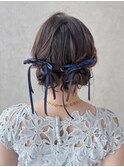 結婚式参列お呼ばれヘアセットツイン団子ヘアアレンジヘアメイク