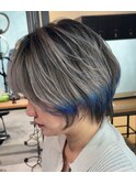 シルバーのシャドールーツにブルーのエンドカラー