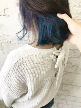 プライズ 池袋店(prize) インナーカラーインナーカラーブルー派手髪ボブデザインカラー