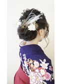 アップスタイルドライフラワーアレンジ　袴　着付け
