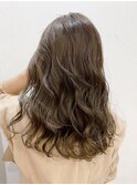 ブリーチなしグレージュ_グレージュカラーボブウルフ_ba411521