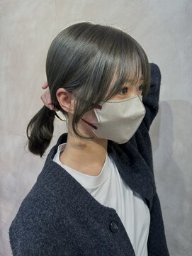 アリー 原宿 表参道(ALLY) 小顔カット×ブリーチなしオリーブグレージュ10代/20代/30代