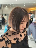 サンドベージュ/透明感カラー/ミニボブ/似合わせヘア