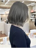 ブリーチなし切りっぱなしボブミディアムレイヤーボブベージュ
