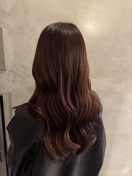 カシスブラウンカラー 暖色カラー 髪質改善 縮毛矯正 前髪カット