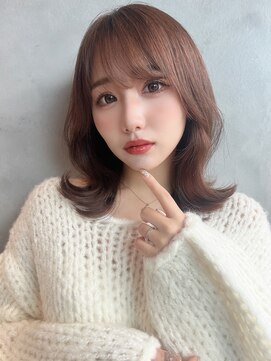 美髪レイヤーカット/顔まわりレイヤー/くびれミディアムレイヤー
