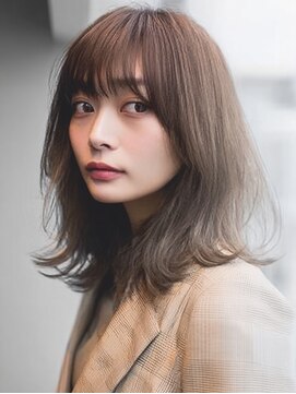 ダル 渋谷/表参道(DAL.) 顔周りカットハッシュカットダークブラウンワンホンレイヤー韓国